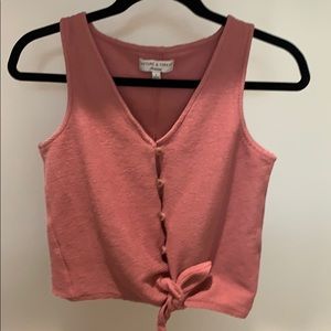 Madewell tie tank in dusty rose